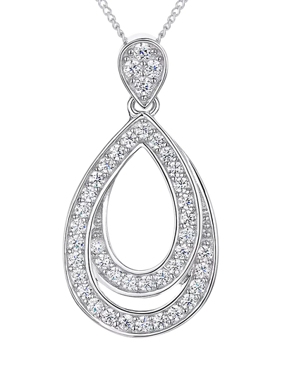 John Lewis Jools by Jenny Brown Cubic Zirconia Double Curve Tear Drop Pendant Necklace Silver- Buy online at McGrocer