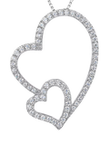 Jools double heart pendant necklace cubic zirconia 34mm (British brand)