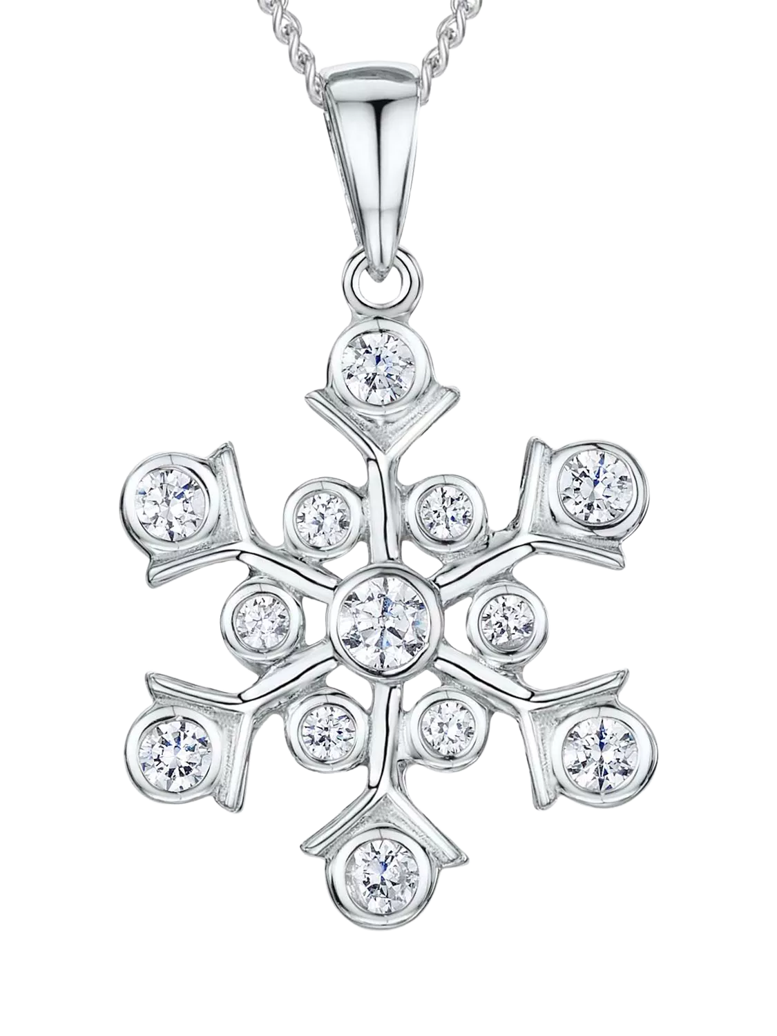 Jools Jenny Brown snowflake pendant cubic zirconia silver, imported from the UK