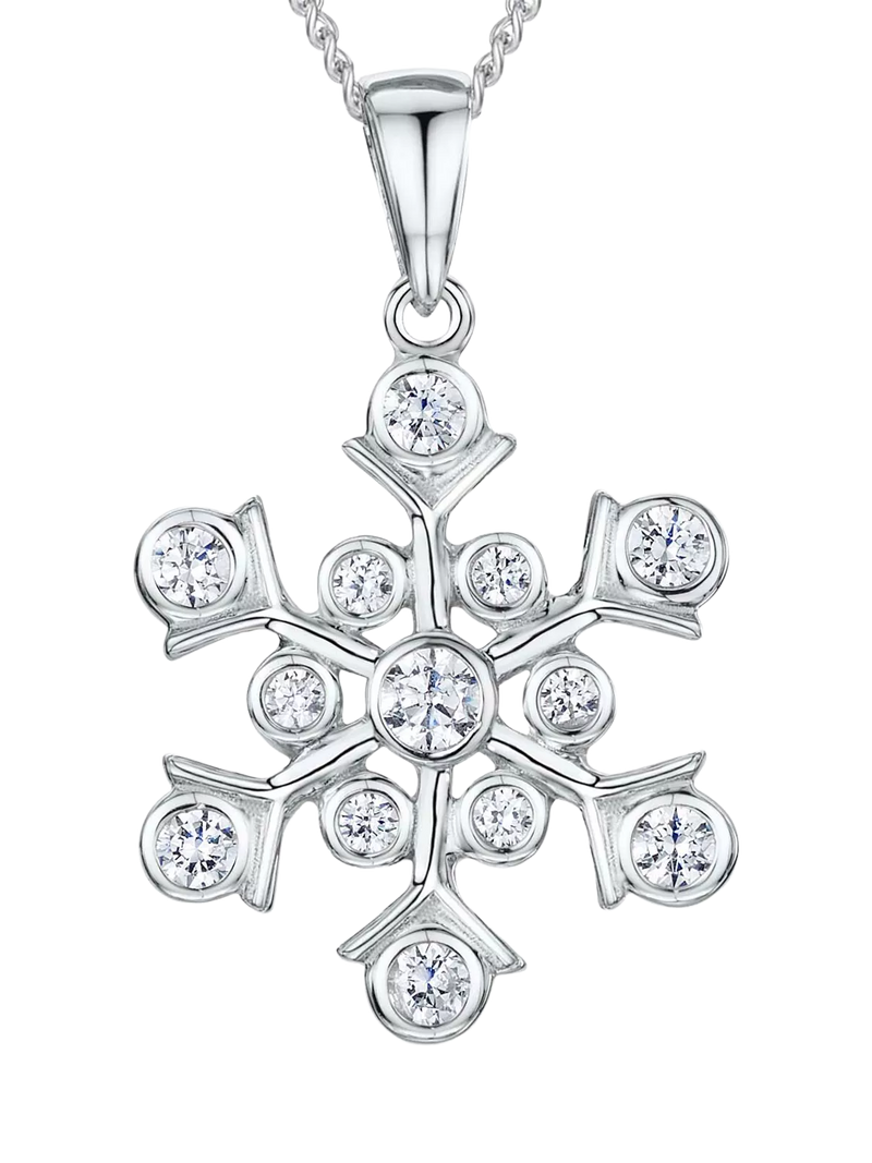 Jools Jenny Brown snowflake pendant cubic zirconia silver, imported from the UK