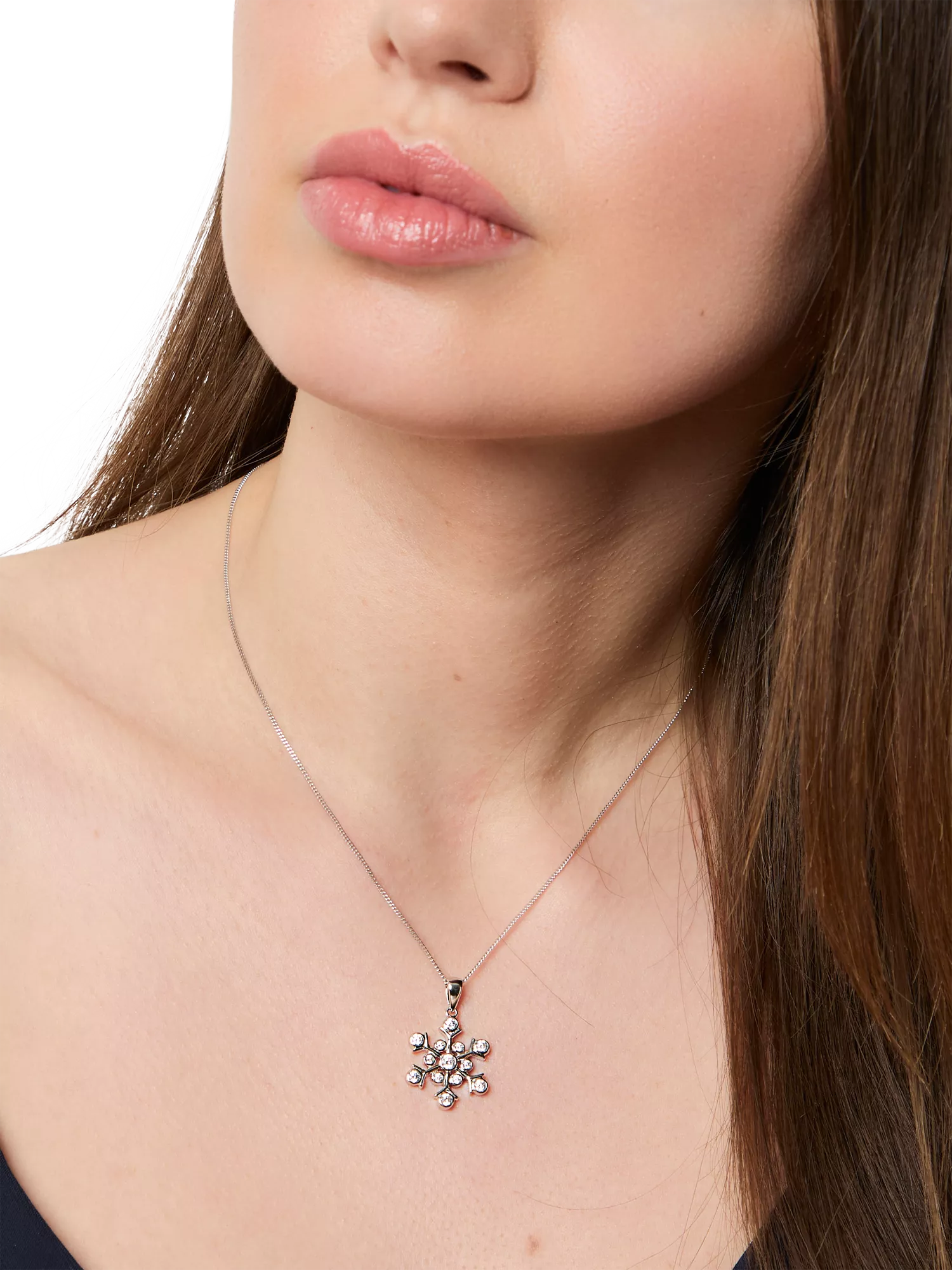 Jools Jenny Brown snowflake pendant cubic zirconia silver, imported from the UK