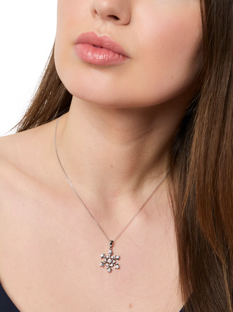 Jools Jenny Brown snowflake pendant cubic zirconia silver, imported from the UK