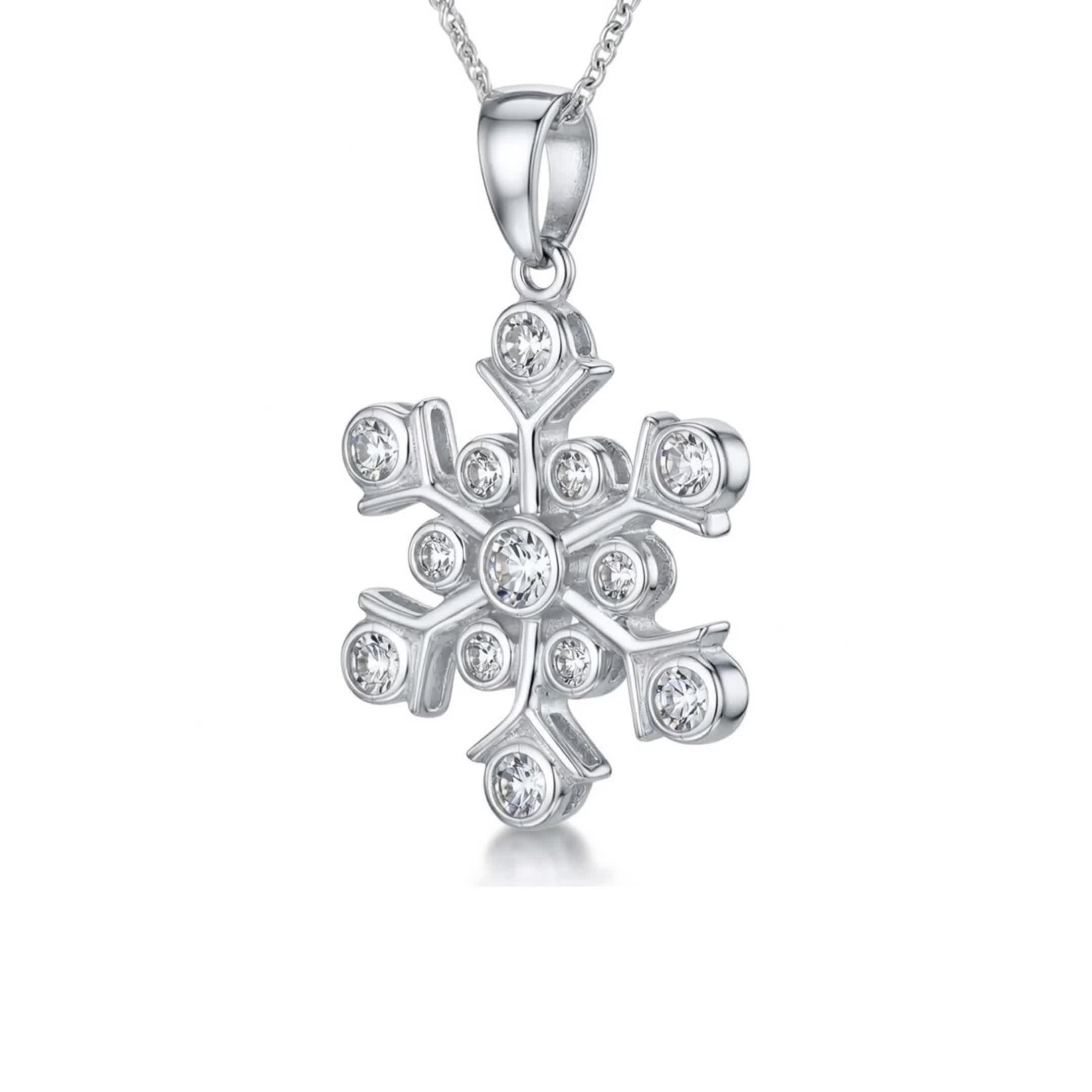 Jools Jenny Brown snowflake pendant cubic zirconia silver, imported from the UK