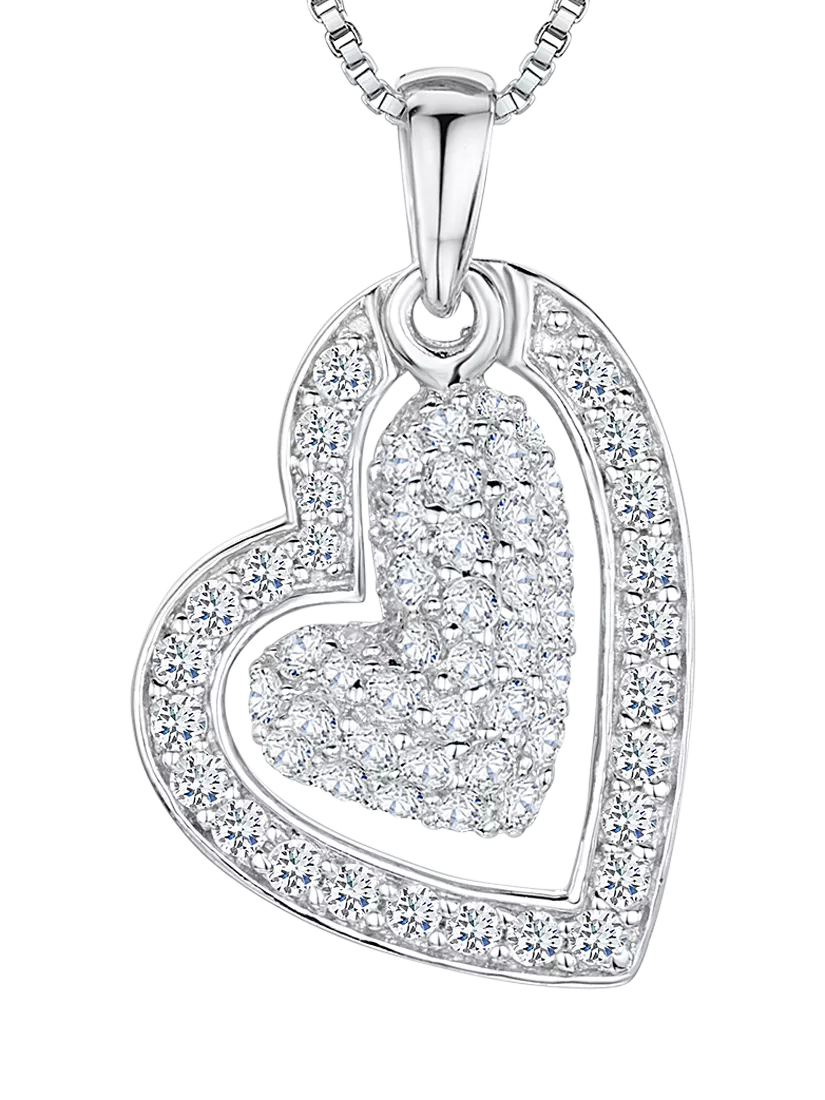 Jools by Jenny Brown Cubic Zirconia Jigsaw Hearts Pendant Necklace
