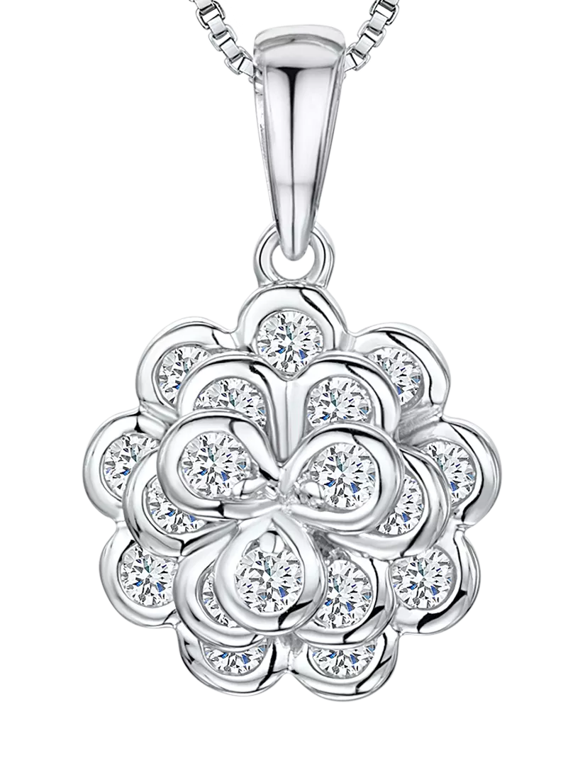 Jools by Jenny Brown cubic zirconia layered flower pendant necklace, UK version