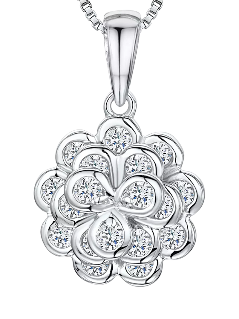 Jools by Jenny Brown cubic zirconia layered flower pendant necklace, UK version