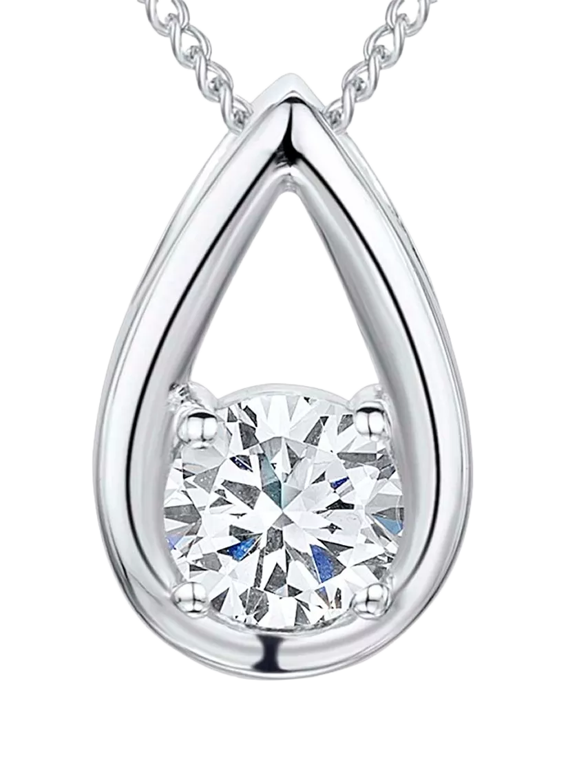 Jools by Jenny Brown cubic zirconia teardrop pendant necklace sterling silver, UK version