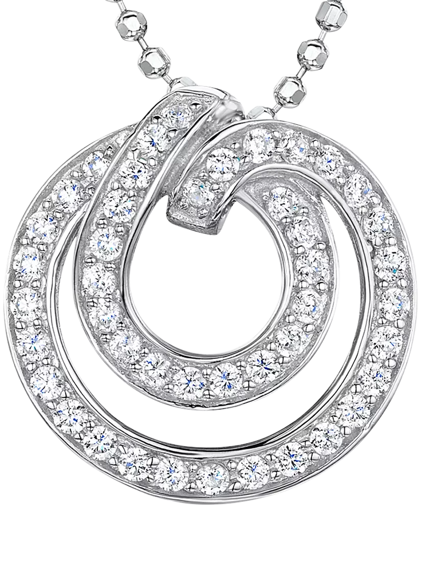 Jools by Jenny Brown cubic zirconia double swirl pendant in sterling silver, UK version