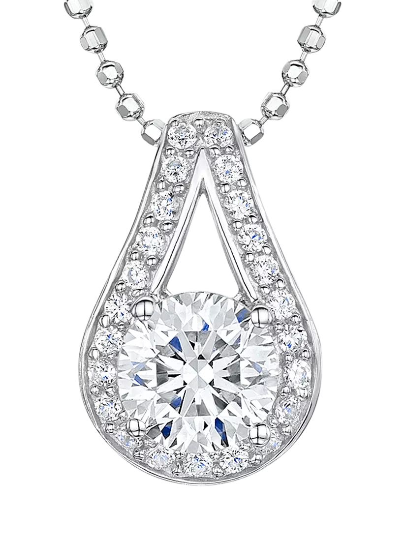 Jools by Jenny Brown cubic zirconia open teardrop pendant necklace, sterling silver, imported from the UK