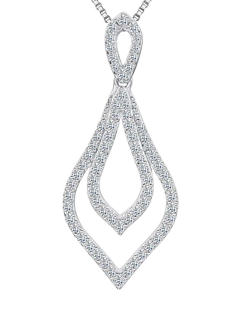 Jools by Jenny Brown cubic zirconia teardrop pendant necklace sterling silver (British brand)