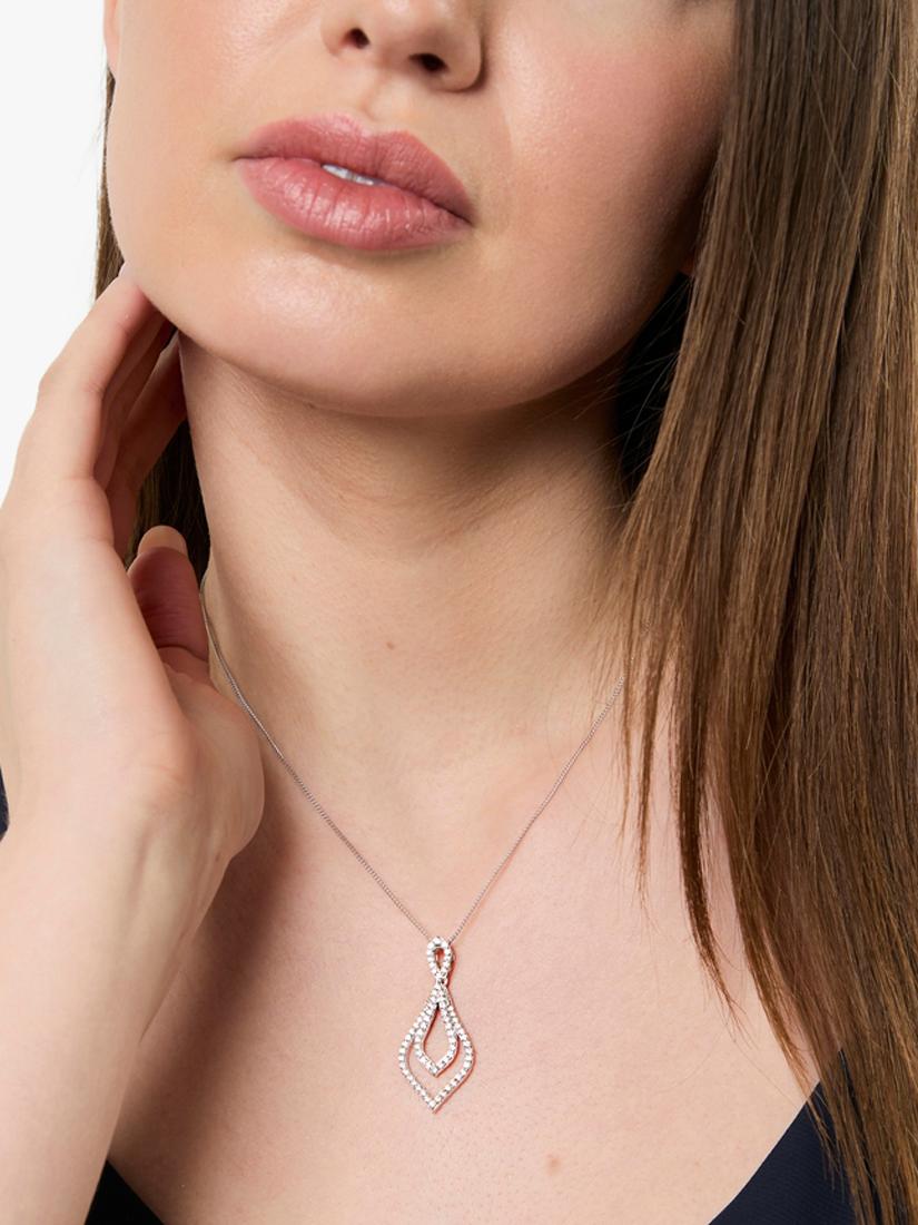 Jools by Jenny Brown cubic zirconia teardrop pendant necklace sterling silver (British brand)
