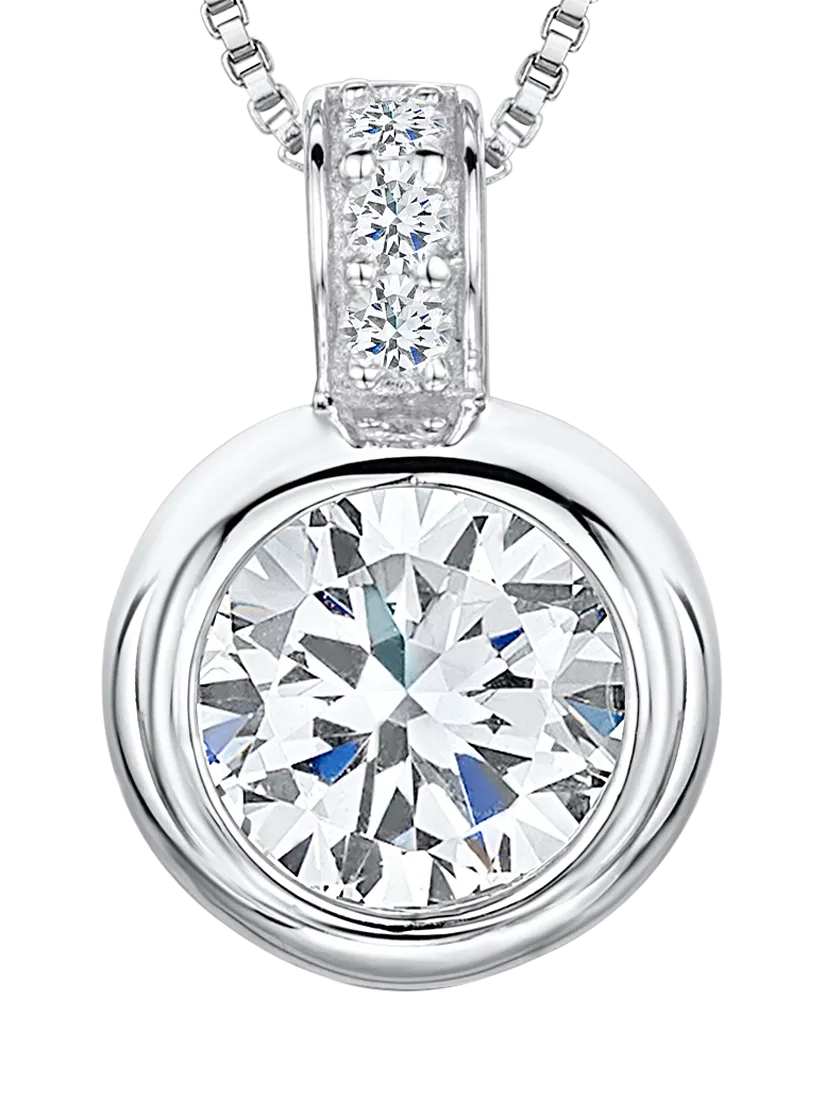 Jools by Jenny Brown cubic zirconia rubover pendant 17mm, imported from the UK