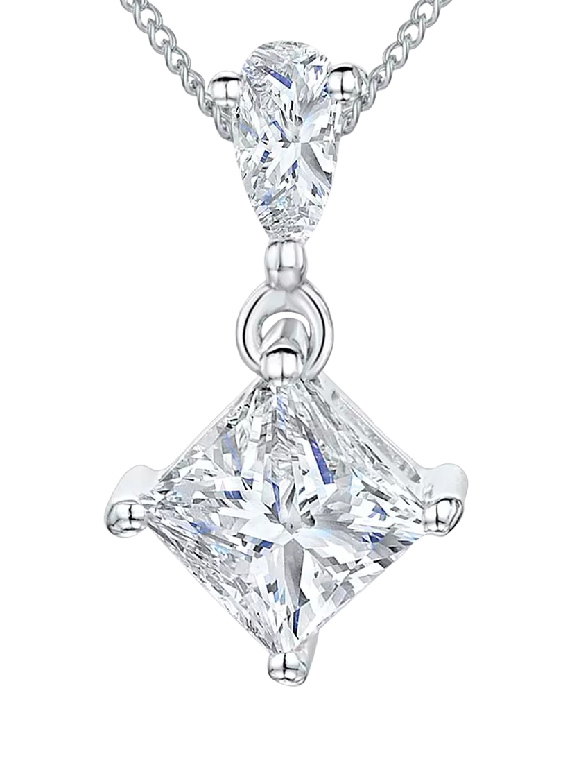 Jools by Jenny Brown square solitaire pendant necklace, silver, UK version