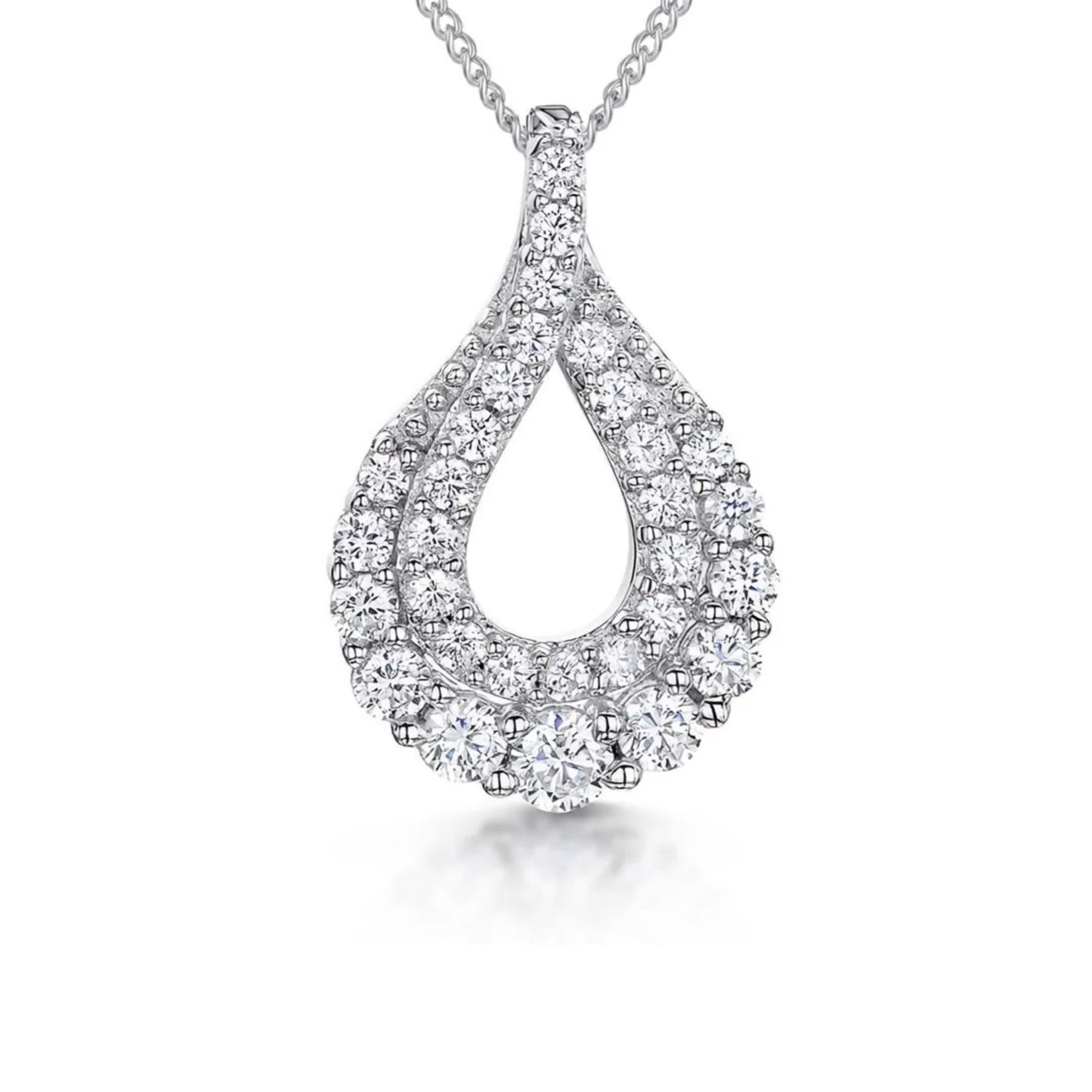 Jools by Jenny Brown teardrop pendant necklace with cubic zirconia (British brand)