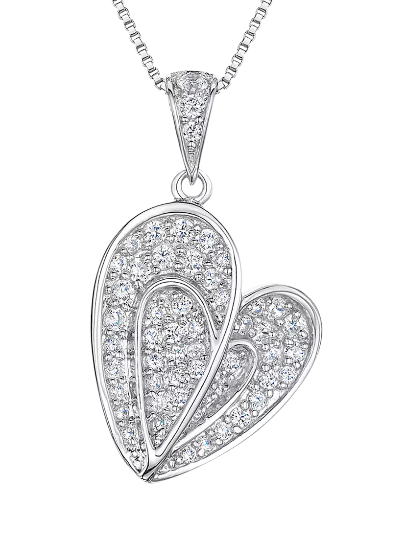 Jools by Jenny Brown textured pave heart pendant necklace sterling silver (British brand)