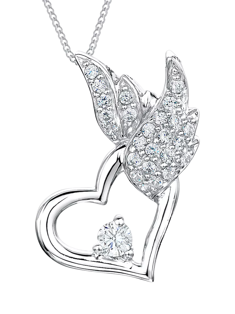 Jools by Jenny Brown silver winged heart pendant necklace (British brand)