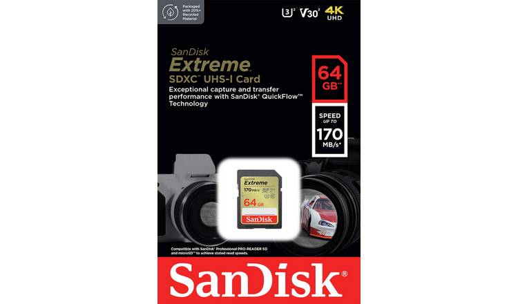 SanDisk Extreme SDXC memory card 64GB (British brand)
