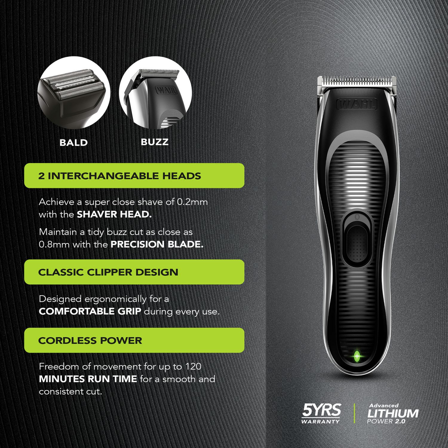 Wahl bald and buzz cut hair clipper, imported from the UK