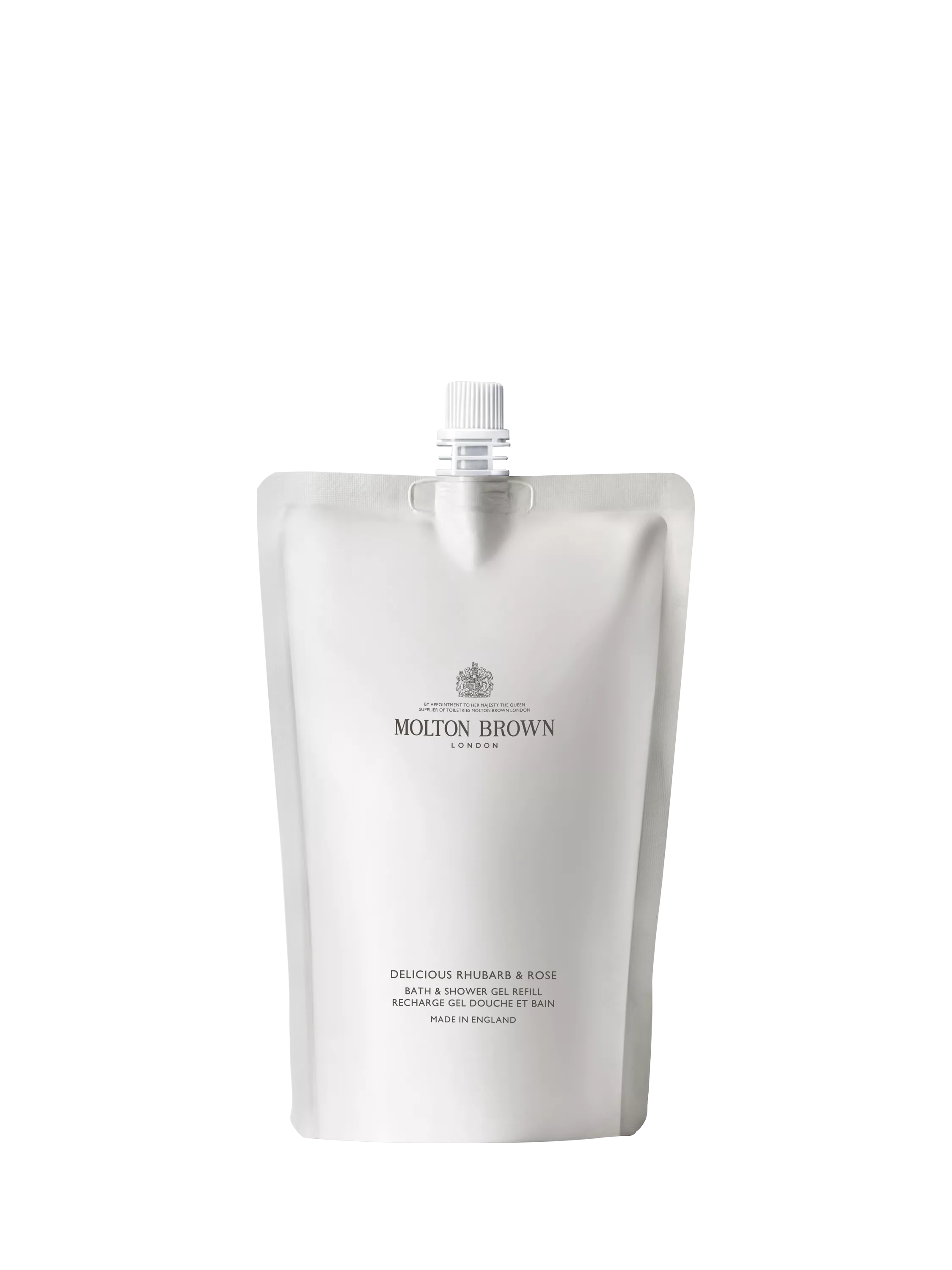 Molton Brown Rhubarb Rose bath and shower gel refill 400ml, imported from the UK