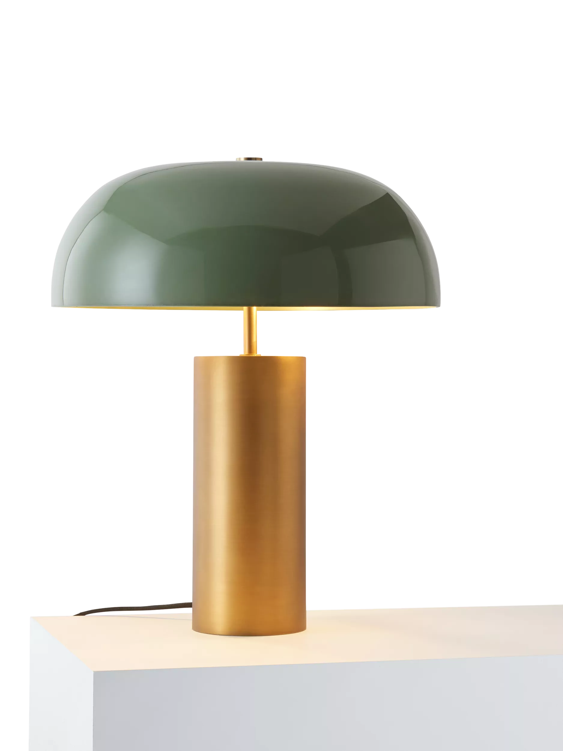 John Lewis Porcini brass table lamp with glass shade (British brand)