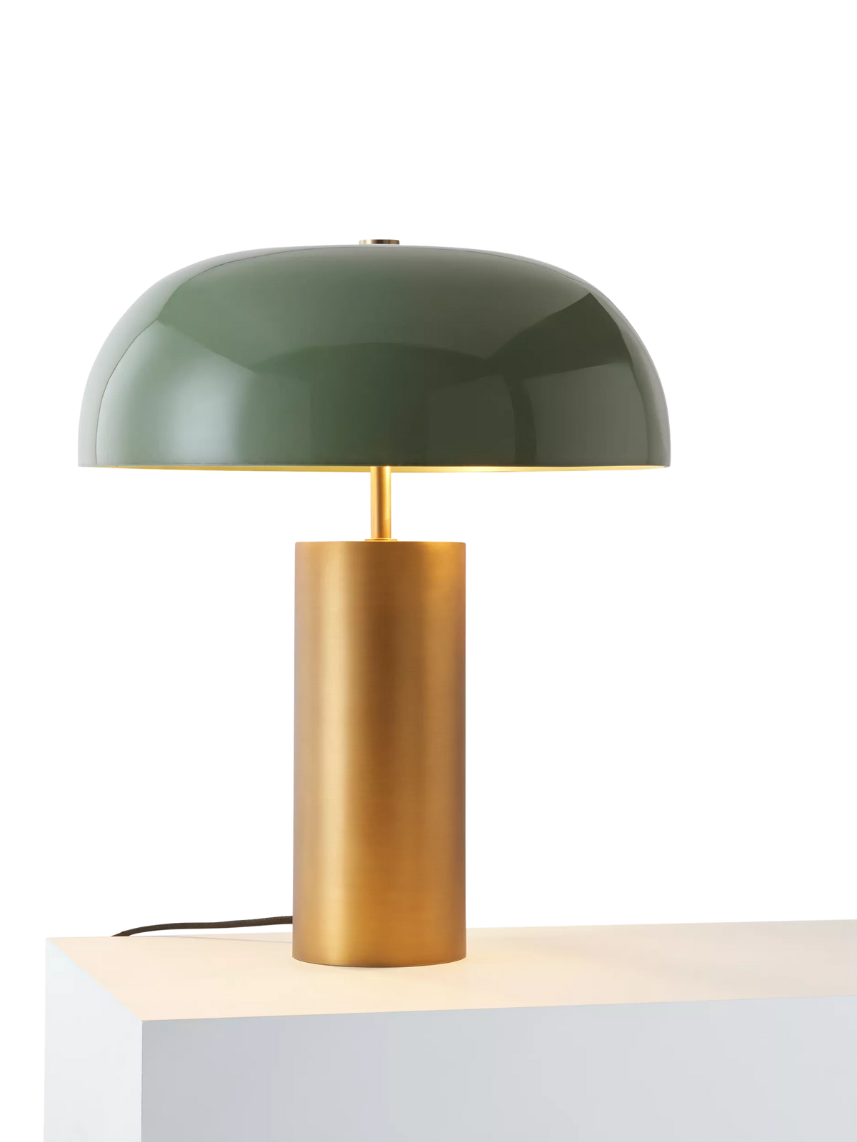 John Lewis Porcini brass table lamp with glass shade (British brand)