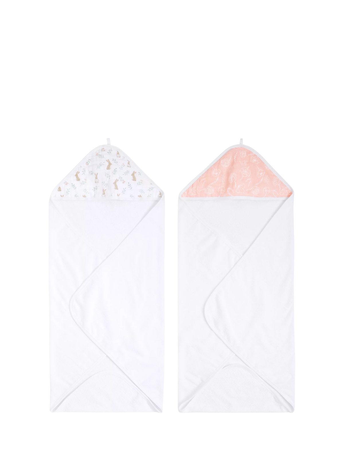 Aden + Anais baby muslin hooded towel, pack of 2, multi - British product