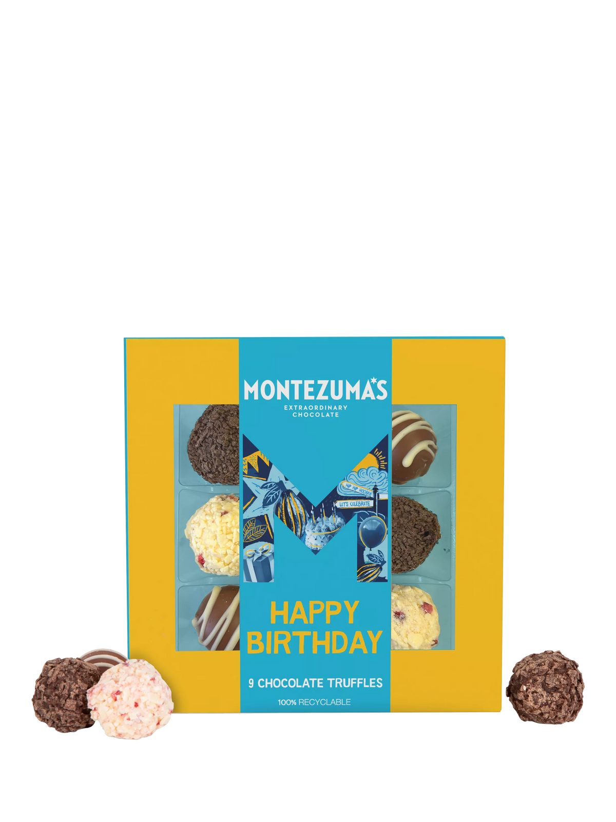 Montezuma's happy birthday chocolate truffle box 110g, imported from the UK