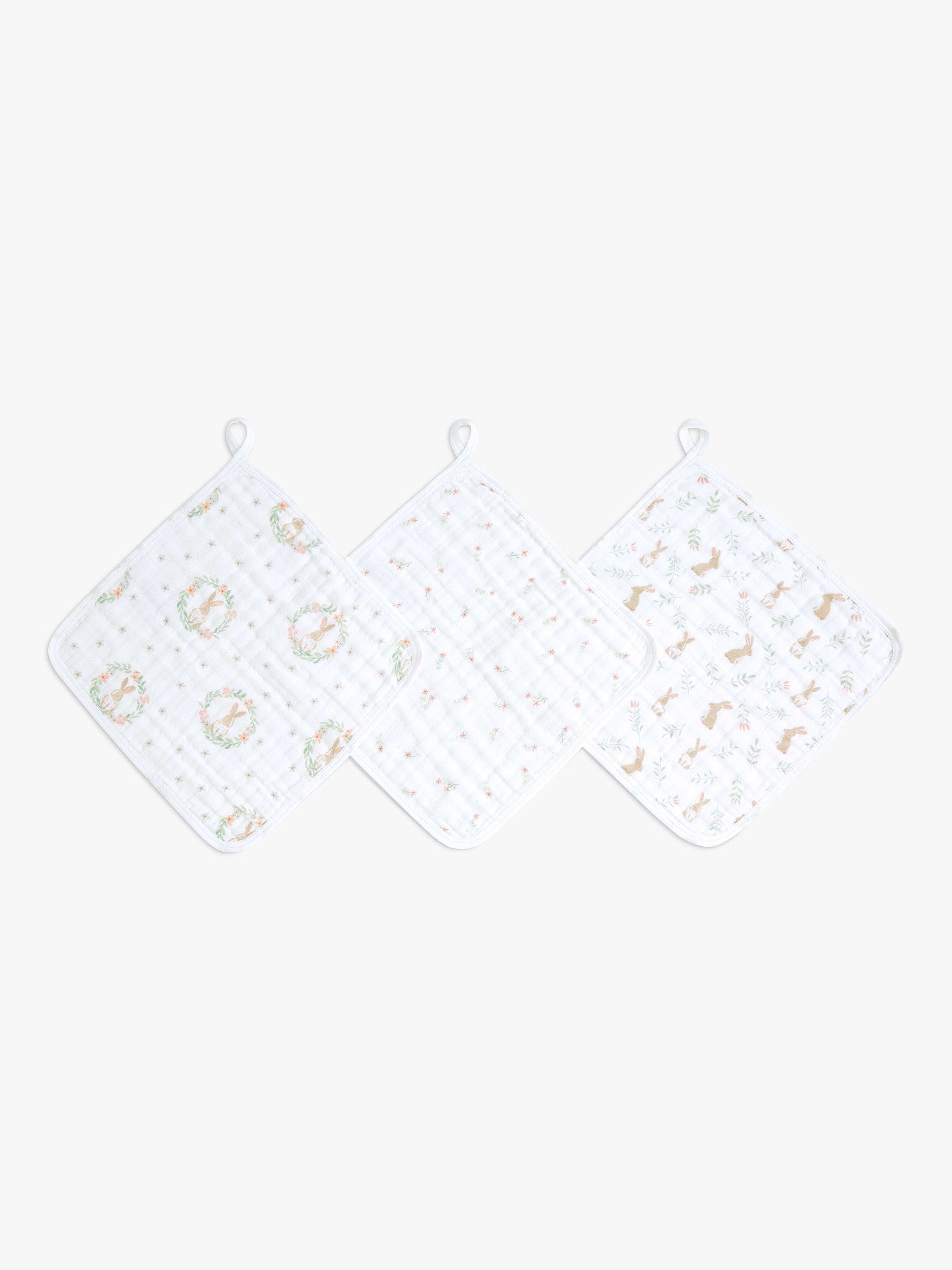 Soft 100% Cotton Muslin Washcloths Pack of 3