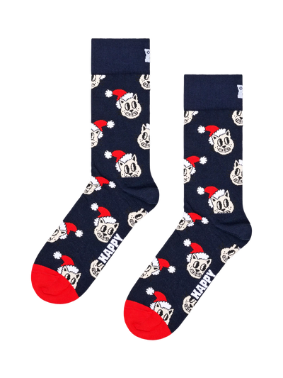 Happy Socks Chaussettes Chat de Noël, bleu marine/multi, taille unique