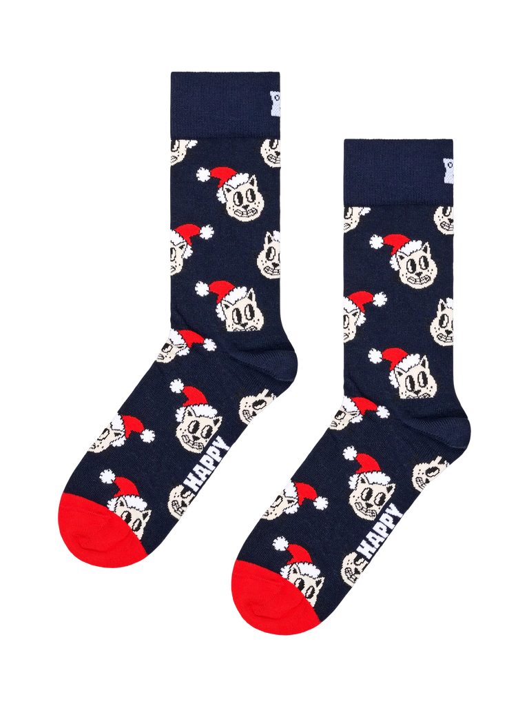 Happy Socks Holiday Cat Socks, Navy/Multi, One Size