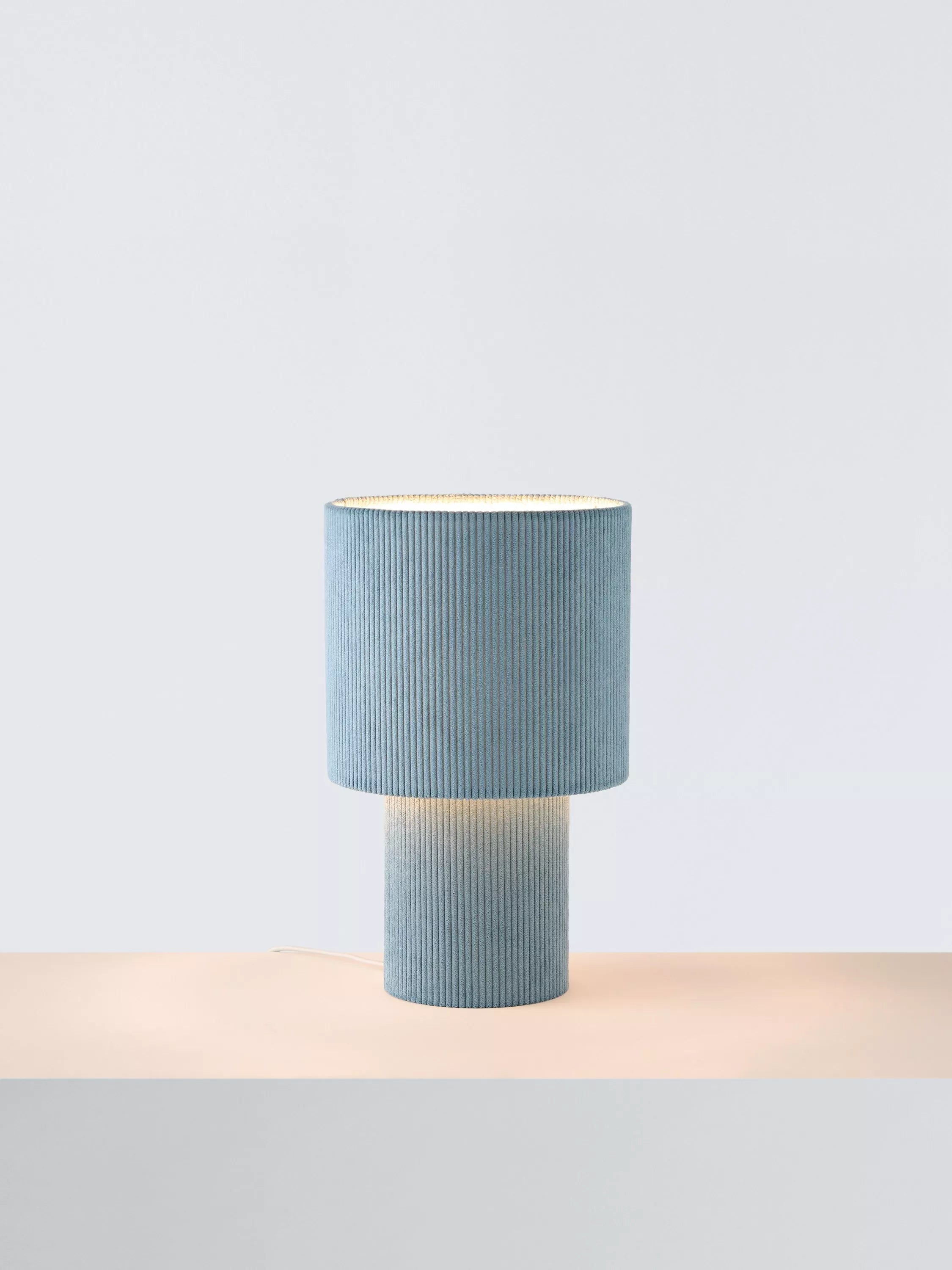 John Lewis Isaac Corduroy Table Lamp, Light Blue