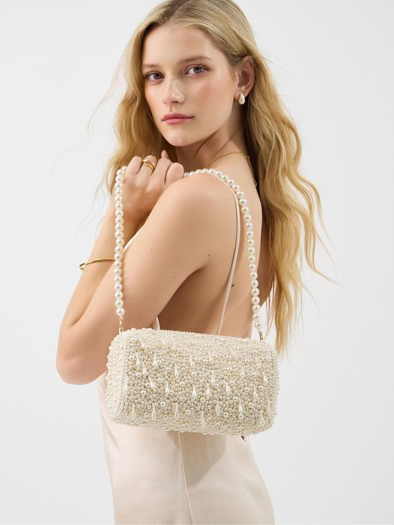 Accessorize cream drop bead shoulder bag, UK version