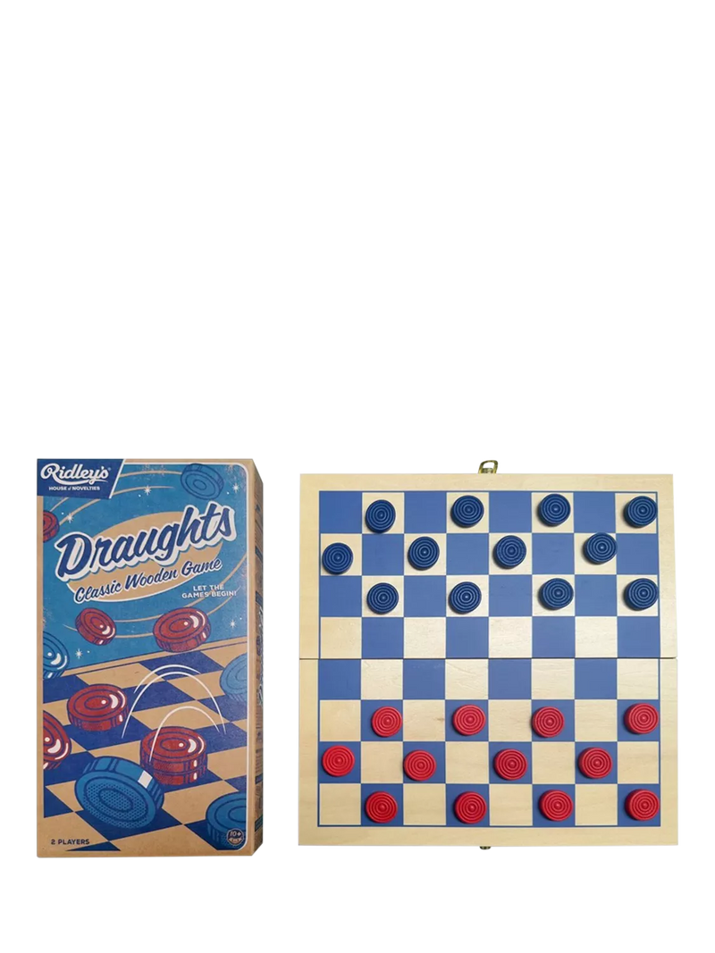 Ridley's Draughts Wooden Board Game, imported from the UK
