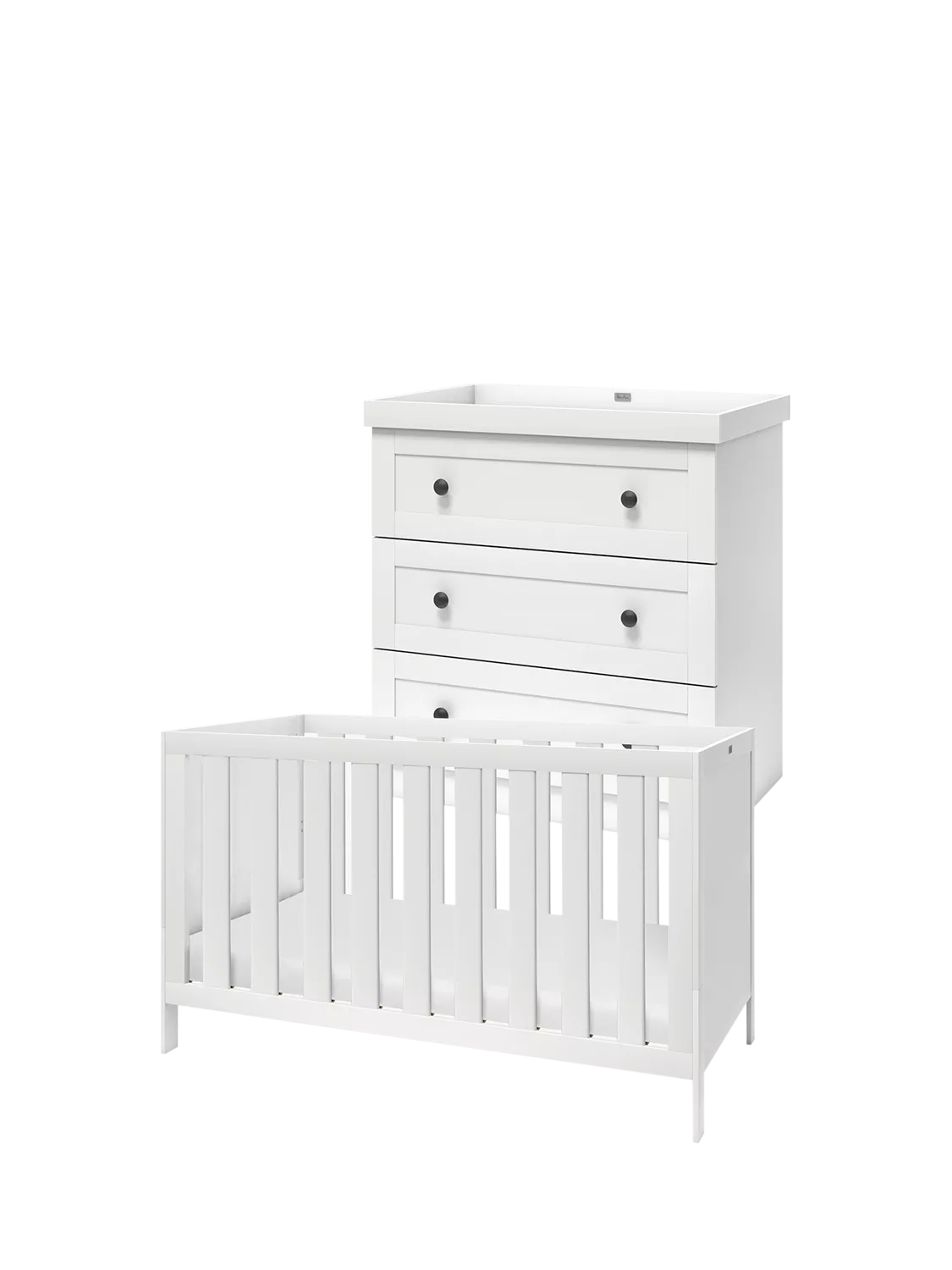 Silver Cross Bromley white cotbed and dresser set (British brand)