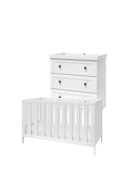 Silver Cross Bromley Cotbed and 3 Drawer Dresser Set, White