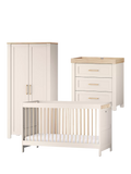 Silver Cross Seville Cotbed, Double Wardrobe and 3 Drawer Dresser Set, White/Oak