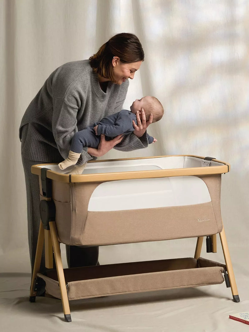 Silver Cross Lunar oatmeal bedside crib (British brand)