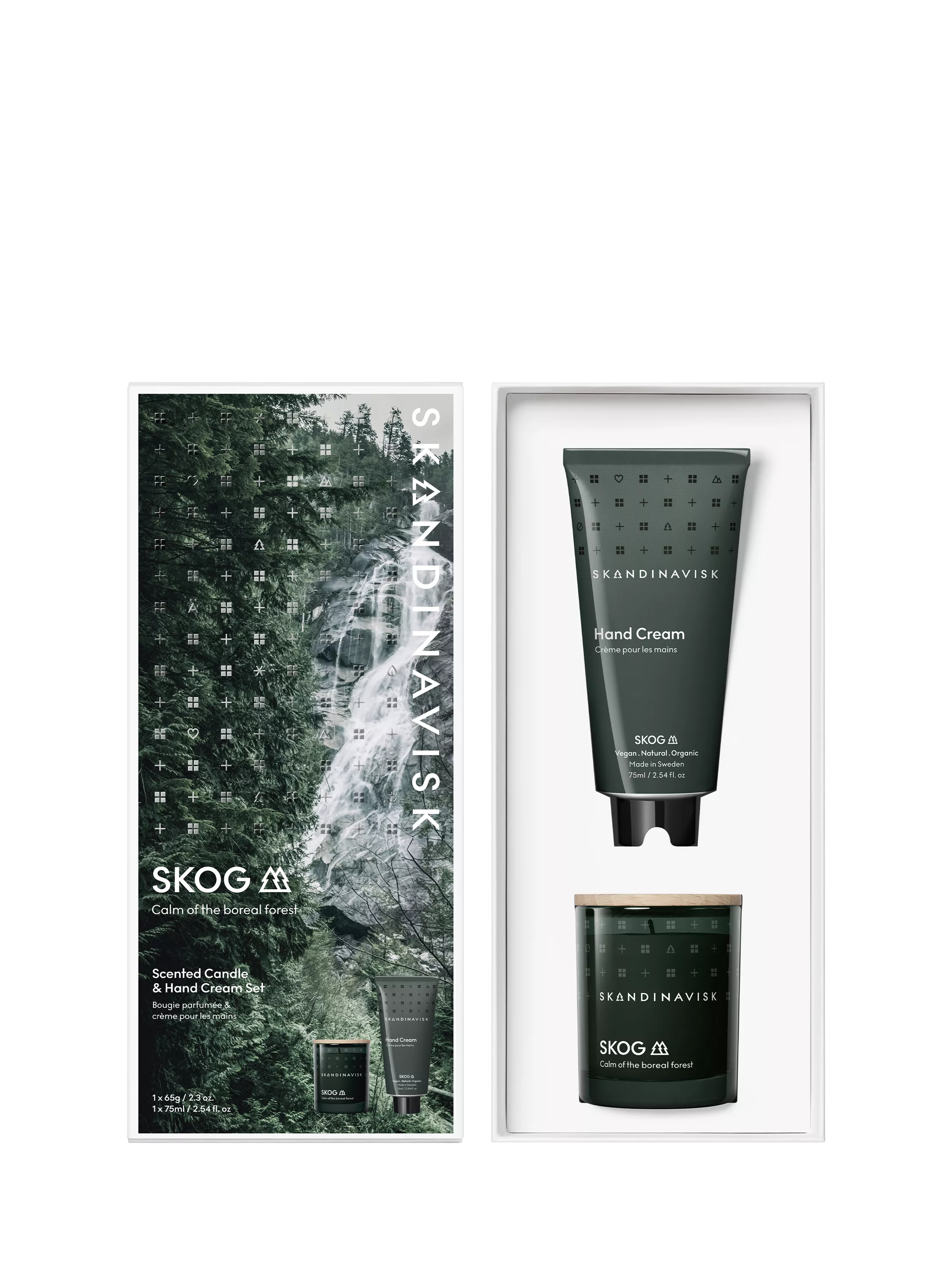 SKANDINAVISK Skog scented candle and hand cream gift set (British brand)