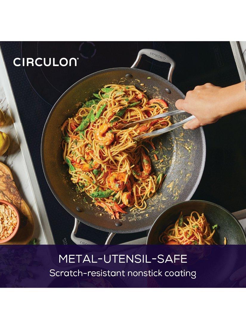 Circulon ScratchDefense non stick wok with lid, grey, imported from the UK