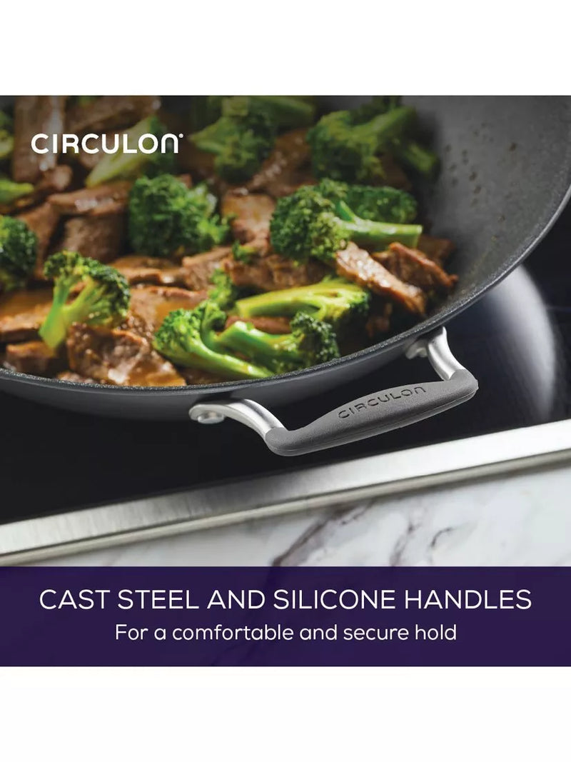 Circulon ScratchDefense non stick wok with lid, grey, imported from the UK