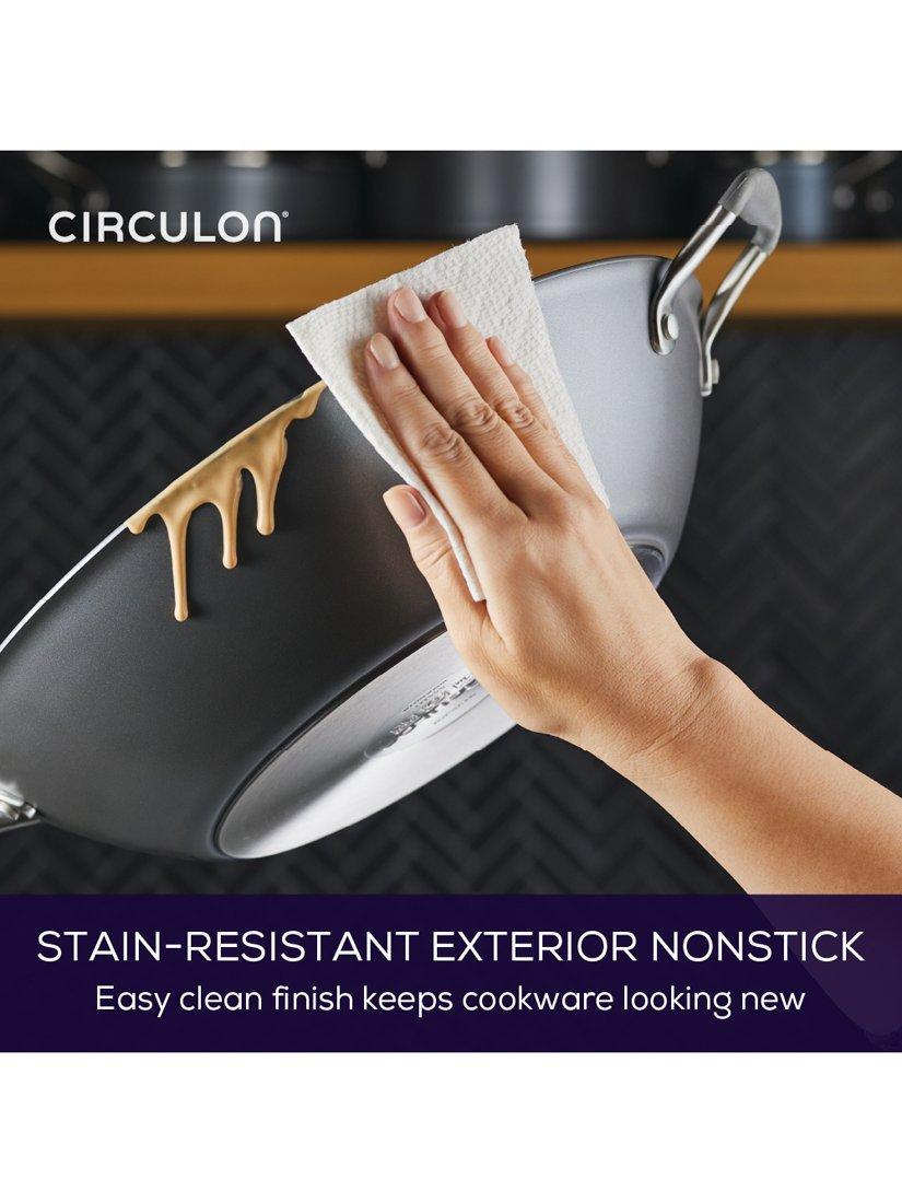 Circulon ScratchDefense non stick wok with lid, grey, imported from the UK