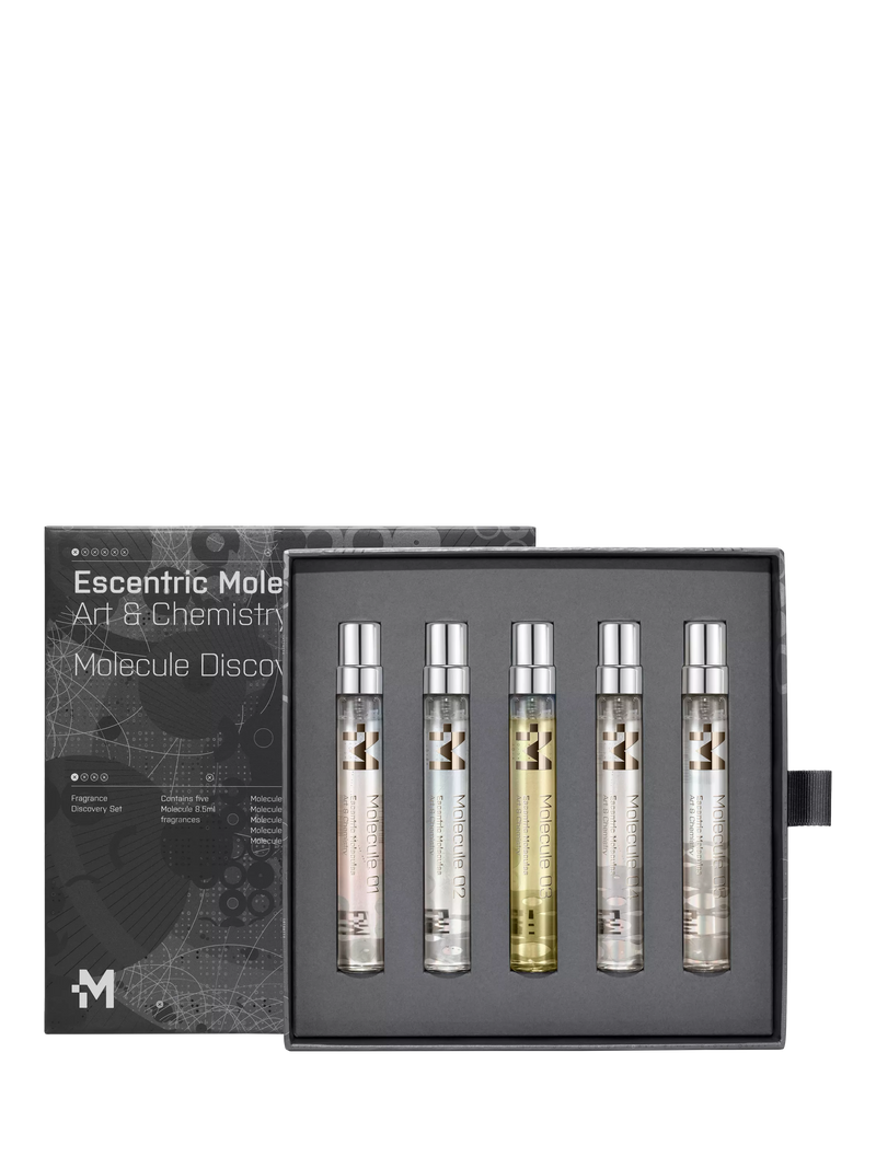 Escentric Molecules fragrance discovery gift set with 5 mini vials, 8.5ml each - British product