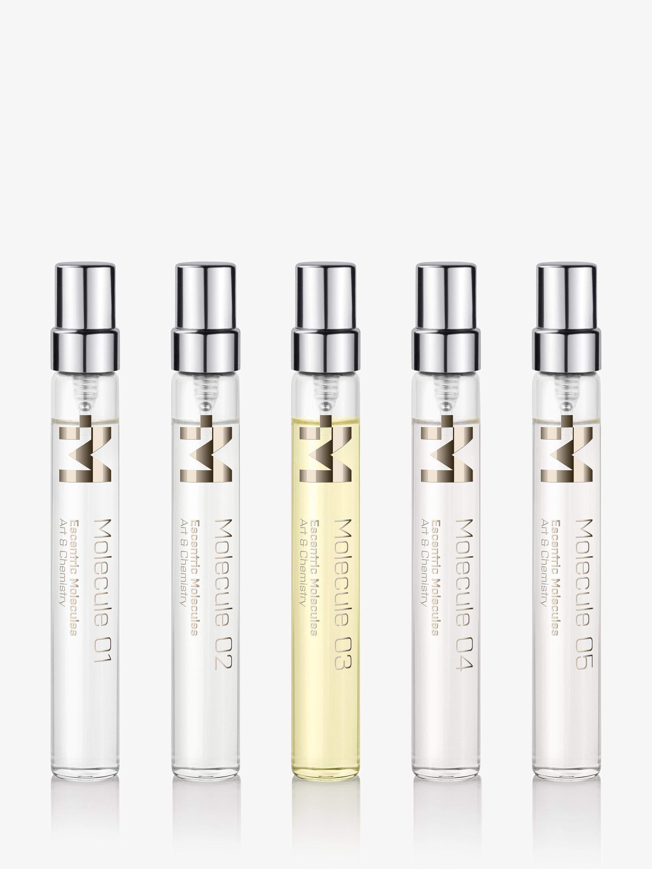 Escentric Molecules fragrance discovery gift set with 5 mini vials, 8.5ml each - British product