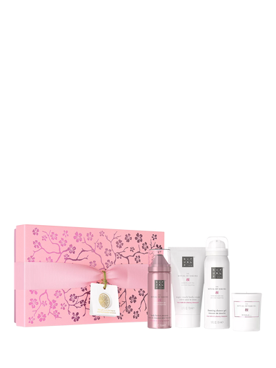 Liten Sakura Kroppspleie Gavesett med Dusjskum og Stearinlys