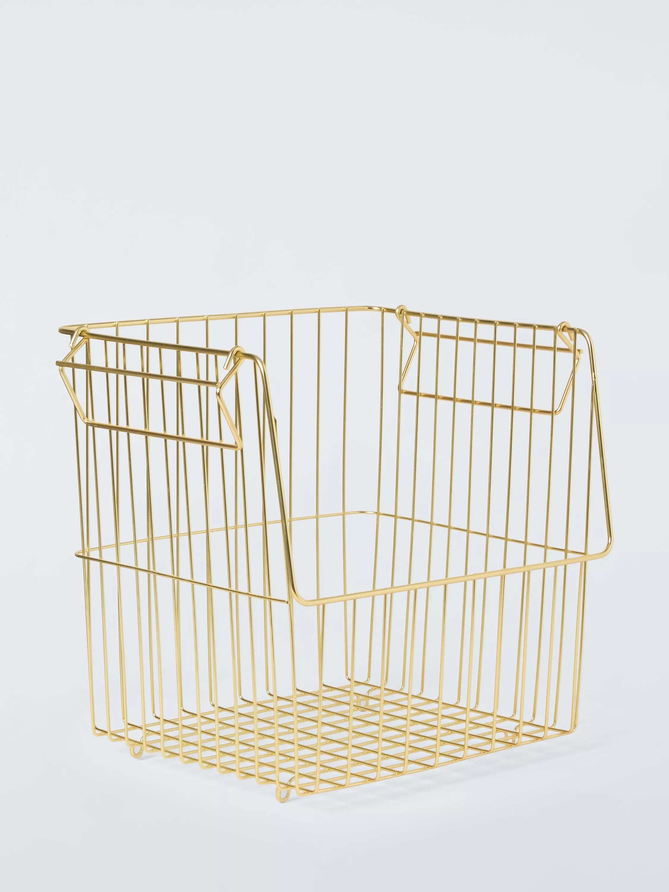 John Lewis Open Front Metal Storage Basket, Gold, Large