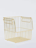 John Lewis Open Front Metal Storage Basket, Gold, Large