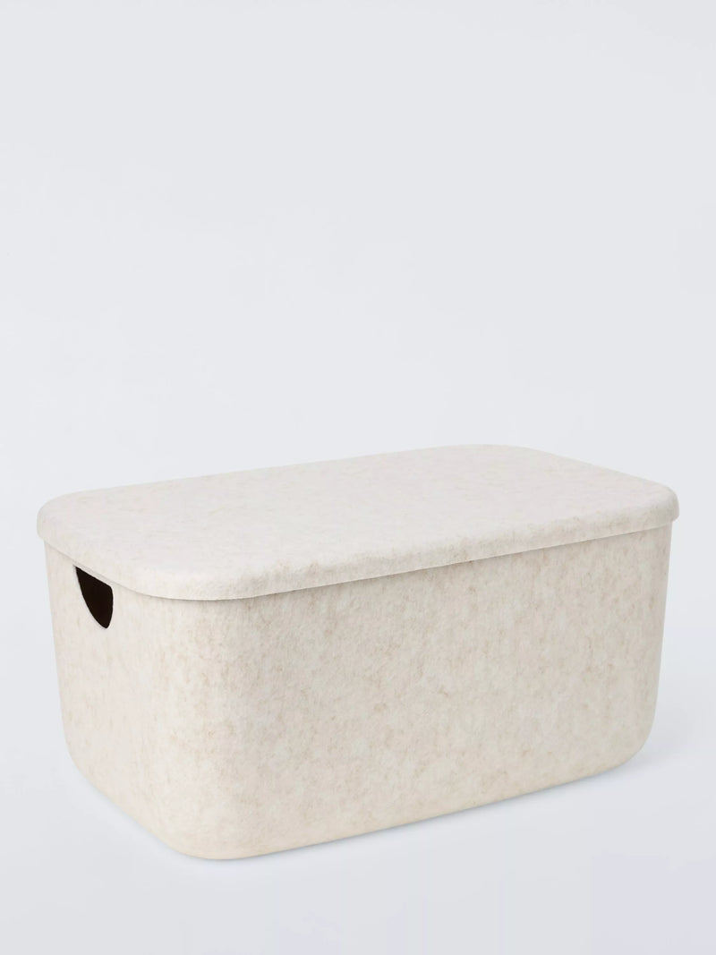 John Lewis lidded felt storage box ecru, UK version