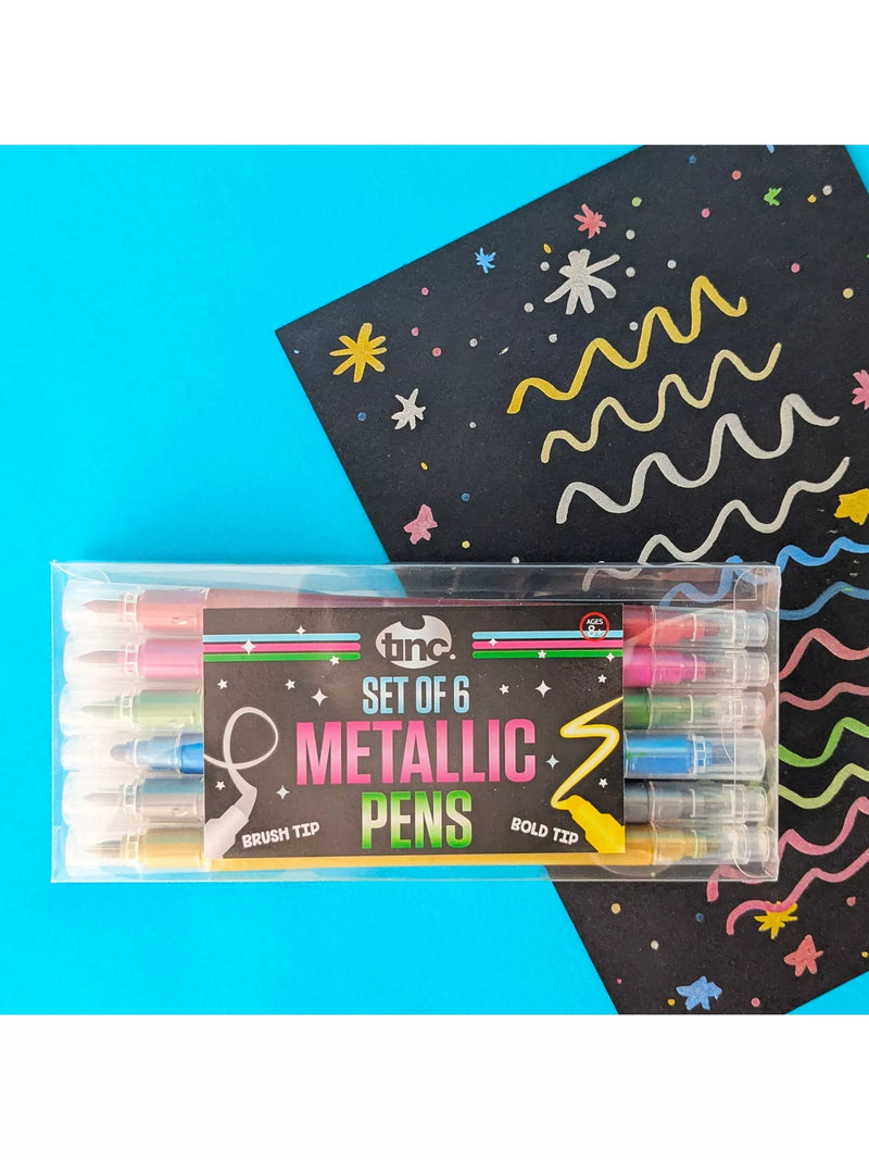 Tinc metallic pens set of 6 multi-colour ink - British product