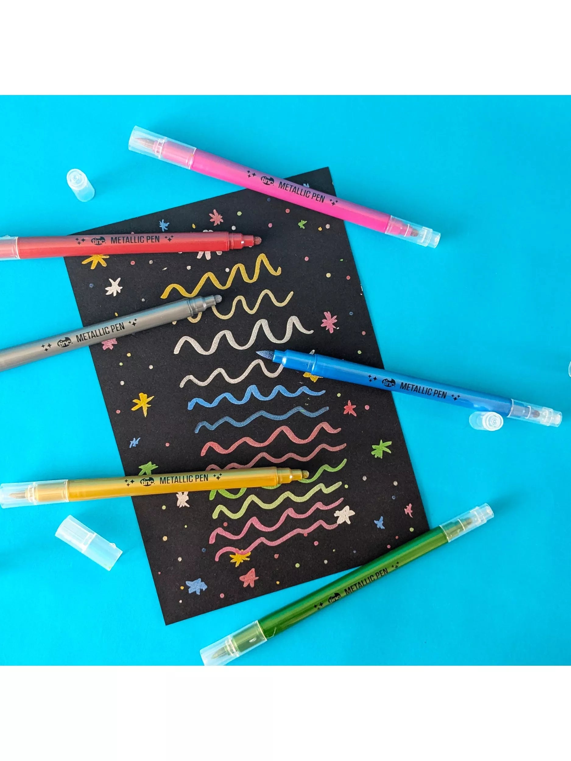 Tinc metallic pens set of 6 multi-colour ink - British product