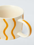 John Lewis Hand Painted Wiggle Stoneware Mug Orange 300ml, UK version